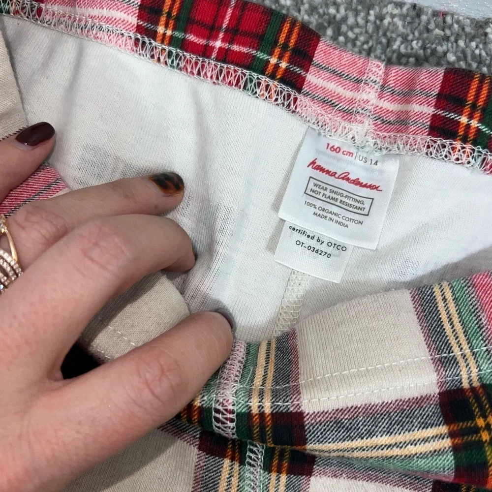Hanna Andersson Long John Pajama Set Plaid Kids Pajamas - Red and Green size 14